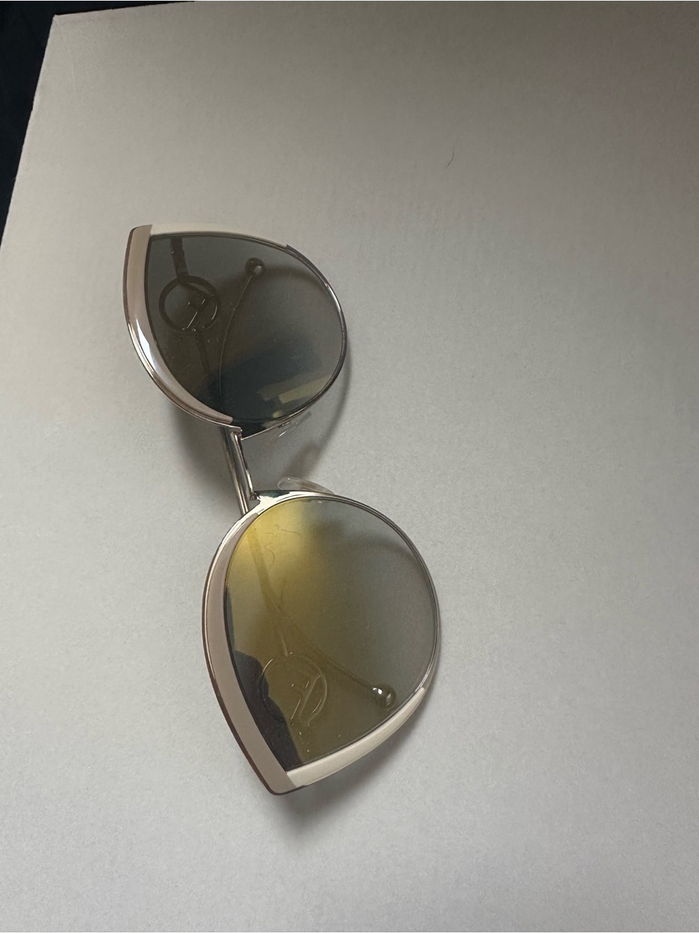 Fendi Teardrop Sunglasses - Silver Frame with Gradient Yellow-Brown Lenses